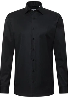 Eterna Langarmhemd Schwarz/Dunkelblau