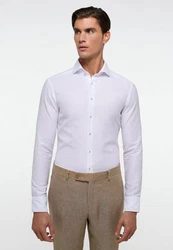 Eterna Langarmhemd SLIM FIT Weiß/Creme/Braun