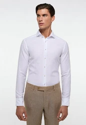 Eterna Langarmhemd SLIM FIT Weiß/Creme/Braun