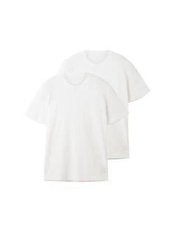 TOM TAILOR T-Shirt mit V-Ausschnitt Weiß