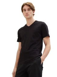 TOM TAILOR T-Shirt mit V-Ausschnitt Schwarz