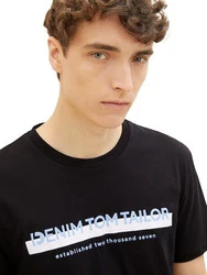 TOM TAILOR DENIM T-Shirt hellblau/schwarz/weiß
