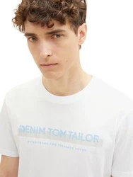 TOM TAILOR DENIM T-Shirt Weiß/Hellblau/Creme/Lila