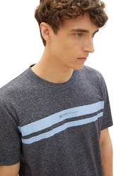 TOM TAILOR T-Shirt mit Logoprint Grau/Dunkelblau/Hellblau/Blau