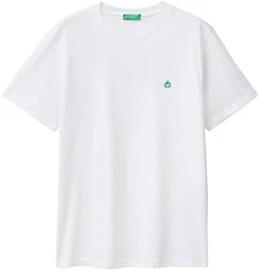 United Colors of Benetton T-Shirt mit Label-Badge Weiß/Creme