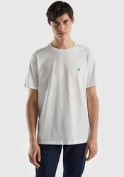 United Colors of Benetton T-Shirt mit Label-Badge Weiß/Creme