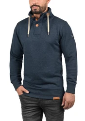 !Solid TripTroyer Herren Sweatshirt Pullover Troyer Pulli Mit Stehkragen Und Knopfverschluss Insignia Blue Melange