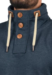 !Solid TripTroyer Herren Sweatshirt Pullover Troyer Pulli Mit Stehkragen Und Knopfverschluss Insignia Blue Melange
