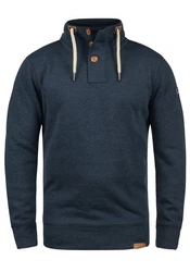 !Solid TripTroyer Herren Sweatshirt Pullover Troyer Pulli Mit Stehkragen Und Knopfverschluss Insignia Blue Melange