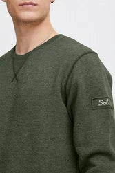 !Solid Trip O-Neck Herren Sweatshirt Pullover Pulli Mit Rundhalsausschnitt Und Fleece-Innenseite Dunkelgrün/Grün