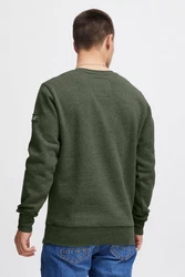 !Solid Trip O-Neck Herren Sweatshirt Pullover Pulli Mit Rundhalsausschnitt Und Fleece-Innenseite Dunkelgrün/Grün