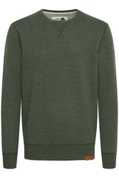 !Solid Trip O-Neck Herren Sweatshirt Pullover Pulli Mit Rundhalsausschnitt Und Fleece-Innenseite Dunkelgrün/Grün