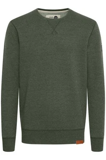 !Solid Trip O-Neck Herren Sweatshirt Pullover Pulli Mit Rundhalsausschnitt Und Fleece-Innenseite Dunkelgrün/Grün