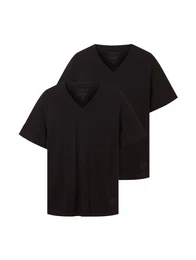 Kurzarmshirt T-Shirt im 2er Pack mit V-Ausschnitt - Gerade