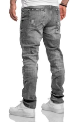 Amaci&Sons Herren Jeans Regular Straight Fit Destroyed 7984 Style KANSAS Hellgrau/Dunkelgrau/Grau