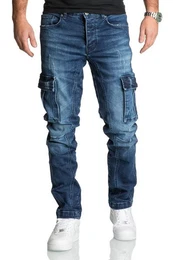 Straight-Jeans Jeans Hose Herren Regular Fit Denim Cargo Jeans Hose