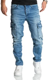 Straight-Jeans Jeans Hose Herren Regular Fit Denim Cargo Jeans Hose