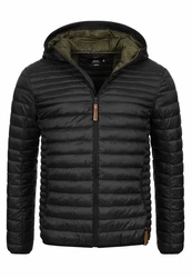 Indicode Herren Bowers Steppjacke Winterjacke Übergangsjacke Schwarz/Dunkelgrün