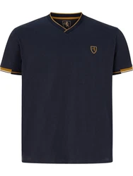 Charles Colby T-Shirt EARL EWAN mit V-Ausschnitt Dunkelblau/Blau