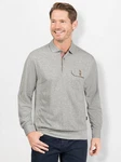 Hajo T-Shirt Langarm-Poloshirt Grau/Hellgrau