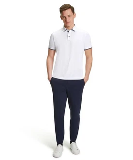 FALKE Poloshirt Creme/Weiß/Dunkelblau/Hellblau
