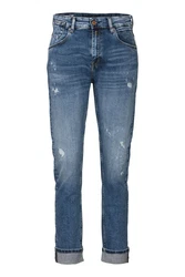 Replay Boyfriend-Jeans Blau/Dunkelblau/Beige