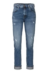 Replay Boyfriend-Jeans Blau/Dunkelblau/Beige