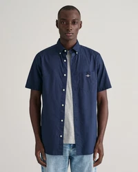 Gant Kurzarmhemd Regular Fit Popeline Hemd blau (marine)