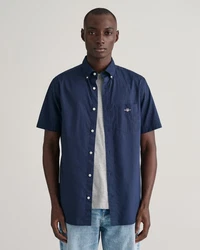 Gant Kurzarmhemd Regular Fit Popeline Hemd blau (marine)