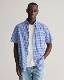 Kurzarmhemd Regular Fit Gingham Popeline Hemd strapazierfhig pflegeleicht kariert mit einer kleinen Logostickerei auf der Brusttasche