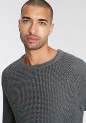 Bruno Banani Rundhalspullover Dunkelgrau/Grau/Khaki/Braun