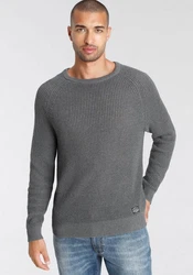 Bruno Banani Rundhalspullover Dunkelgrau/Grau/Khaki/Braun