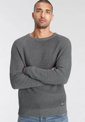 Bruno Banani Rundhalspullover Dunkelgrau/Grau/Khaki/Braun