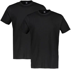 LERROS T-Shirt Kurzarmshirt Doppelpack Regular Fit Schwarz/Grau/Dunkelgrau