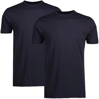 LERROS T-Shirt Kurzarmshirt Doppelpack Regular Fit Dunkelblau