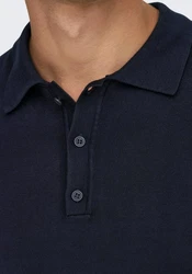 ONLY & SONS Polokragenpullover ONSWYLER LIFE REG 14 LS POLO KNIT Dunkelblau/Blau