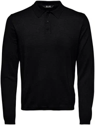 ONLY & SONS Polokragenpullover ONSWYLER LIFE REG 14 LS POLO KNIT Schwarz
