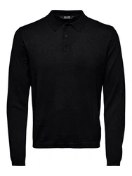 ONLY & SONS Polokragenpullover ONSWYLER LIFE REG 14 LS POLO KNIT Schwarz