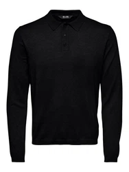 ONLY & SONS Polokragenpullover ONSWYLER LIFE REG 14 LS POLO KNIT Schwarz