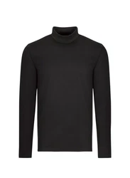 Trigema Longsleeve Shirt mit Stehkragen Schwarz