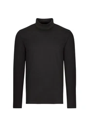 Trigema Longsleeve Shirt mit Stehkragen Schwarz