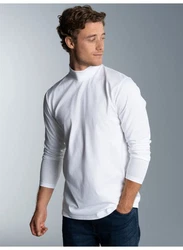 Trigema Longsleeve Shirt mit Stehkragen weiß