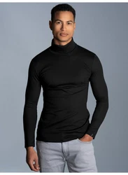 Trigema Rollkragenshirt Schwarz/Dunkelblau