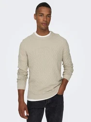 ONLY & SONS Rundhalspullover Kalle Beige (6742)