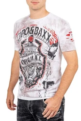 Cipo & Baxx Print-Shirt BA-CT772 Ghost Rider Style Totenkopf Wei (BA-CT772)