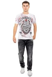 Cipo & Baxx Print-Shirt BA-CT772 Ghost Rider Style Totenkopf Wei (BA-CT772)