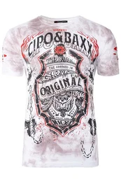 Print-Shirt Extravagantes Kurzarm T-Shirt BA-CT772 im Ghost Rider Style mit Totenkopf