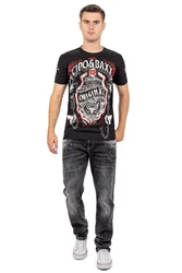 Cipo & Baxx Print-Shirt BA-CT772 Ghost Rider Style Totenkopf Schwarz (BA-CT772)