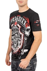 Cipo & Baxx Print-Shirt BA-CT772 Ghost Rider Style Totenkopf Schwarz (BA-CT772)