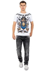 Cipo & Baxx Print-Shirt Cooles Kurzarm T-Shirt BA-CT743 Weiß